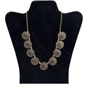 J. Crew Gold Tone Medallion Statement Necklace
